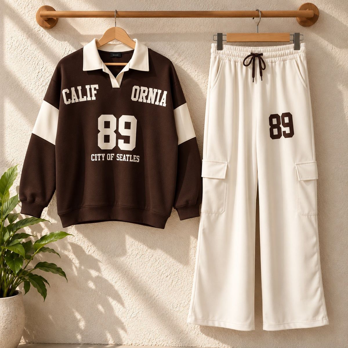 Cali-89 Collar Cargo Style 2-Pcs Winter Tracksuit For Her. WWTS-45 V2