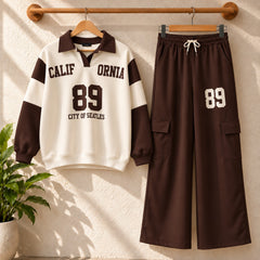 Cali-89 Collar Cargo Style 2-Pcs Winter Tracksuit For Her. WWTS-45 V2