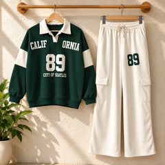 Cali-89 Collar Cargo Style 2-Pcs Winter Tracksuit For Her. WWTS-45 V2