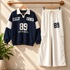 Cali-89 Collar Cargo Style 2-Pcs Winter Tracksuit For Her. WWTS-45 V2