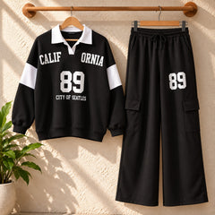 Cali-89 Collar Cargo Style 2-Pcs Winter Tracksuit For Her. WWTS-45 V2