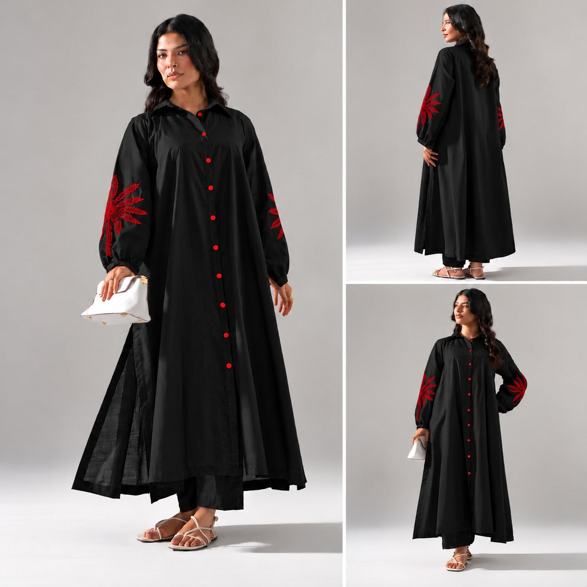 Sofitel Embroidered Crosshatch Long Shirt & Plazo Style 2-Pcs Stiched Co-Ord Set.