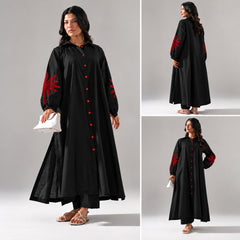 Sofitel Embroidered Crosshatch Long Shirt & Plazo Style 2-Pcs Stiched Co-Ord Set.