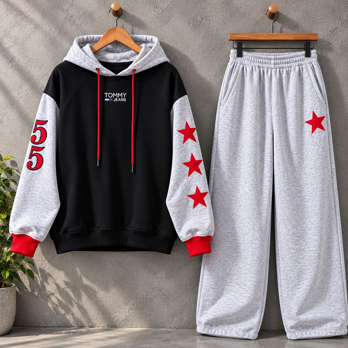 TH Contrast Hoodie Style Premium Quality Winter 2-Pcs Tracksuit For Her. WWTS-50 V2
