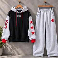 TH Contrast Hoodie Style Premium Quality Winter 2-Pcs Tracksuit For Her. WWTS-50 V2