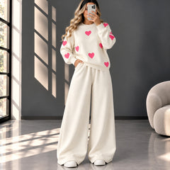 Heart Printed Sweat Style Premium Quality 2-Pcs Winter Tracksuit For Her. WWTS-20 V3