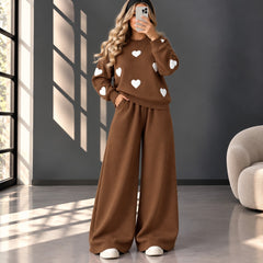 Heart Printed Sweat Style Premium Quality 2-Pcs Winter Tracksuit For Her. WWTS-20 V3