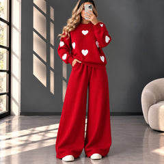 Heart Printed Sweat Style Premium Quality 2-Pcs Winter Tracksuit For Her. WWTS-20 V3