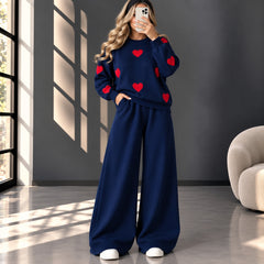 Heart Printed Sweat Style Premium Quality 2-Pcs Winter Tracksuit For Her. WWTS-20 V3