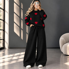 Heart Printed Sweat Style Premium Quality 2-Pcs Winter Tracksuit For Her. WWTS-20 V3