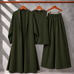 Long Gown Style 3-Pcs Winter Co-Ord Suit. WWTS-13 V2