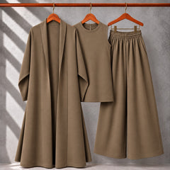 Long Gown Style 3-Pcs Winter Co-Ord Suit. WWTS-13 V2