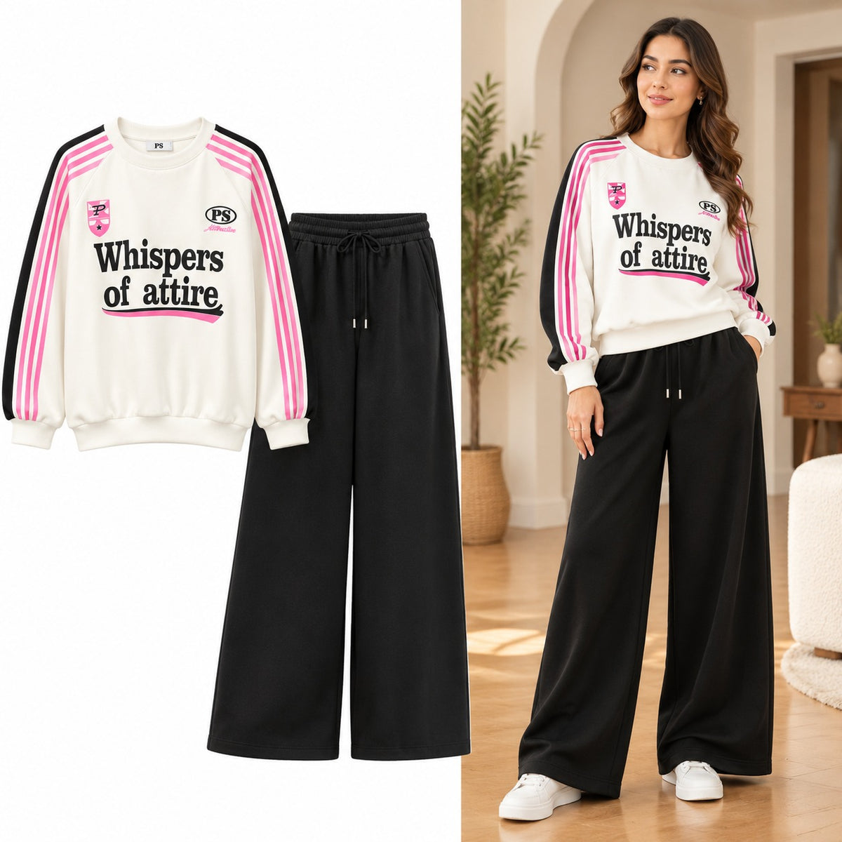 WOA Baggy Printed Style Premium Quality Winter 2-Pcs Tracksuit For Her. WWTS-57 V3