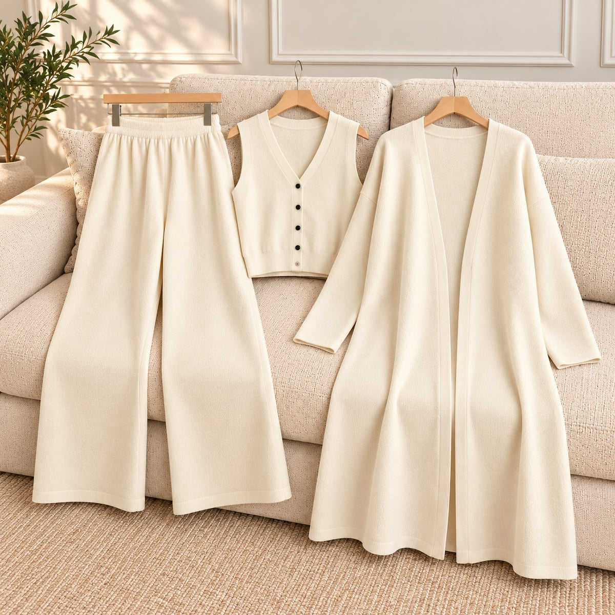 Long Gown Style 3-Pcs Winter Co-Ord Suit. WWTS-26 V2