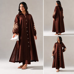 Sofitel Embroidered Crosshatch Long Shirt & Plazo Style 2-Pcs Stiched Co-Ord Set.