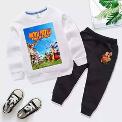 Kids Motu Patlu Printed Sweat-Shirt Style 2-Pcs Winter Track-Suit.