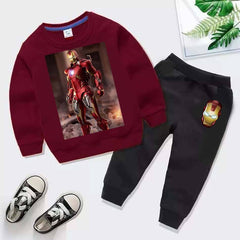 Kids Iron Man Printed Sweat-Shirt Style 2-Pcs Winter Track-Suit.