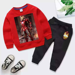 Kids Iron Man Printed Sweat-Shirt Style 2-Pcs Winter Track-Suit.