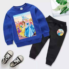 Kids Barbie Doll Printed Sweat-Shirt Style 2-Pcs Winter Track-Suit.