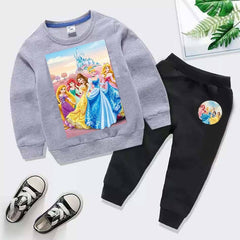 Kids Barbie Doll Printed Sweat-Shirt Style 2-Pcs Winter Track-Suit.