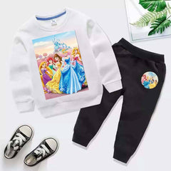 Kids Barbie Doll Printed Sweat-Shirt Style 2-Pcs Winter Track-Suit.