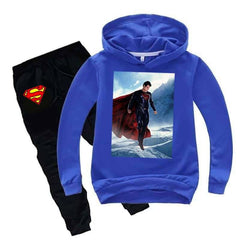 Kids Printed Super Man Hoodie Style 2-Pcs Winter Track-Suit.