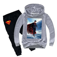 Kids Printed Super Man Hoodie Style 2-Pcs Winter Track-Suit.