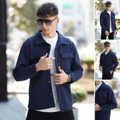 4-Pocket Collar Style Casual Fleece Winter Button Jacket. MWJ-401