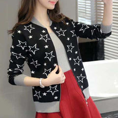 Star Printed Winter Zipper Jacket.