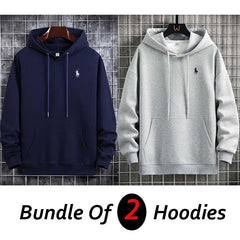 Bundle Of 2 Pull-Over RL Printed Casual Hoodies For Winter's.