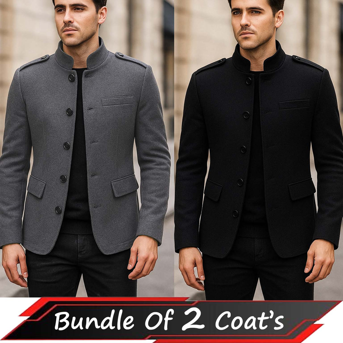 Bundle Of 2 Collar Style Casual Winter Fleece Coat. MWJ-407 V3