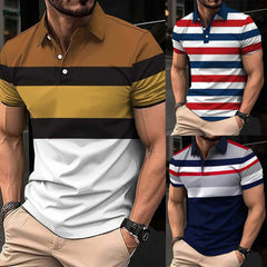 Bundle Of 3 Dry-Fit 3D Stripe Printed Style Half-Sleeve Polo Summer Tshirt's. MS3DP-104+106+110