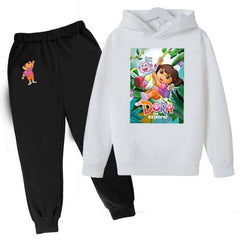 Kids Dora  Printed Hoodie Style 2-Pcs Winter Track-Suit.