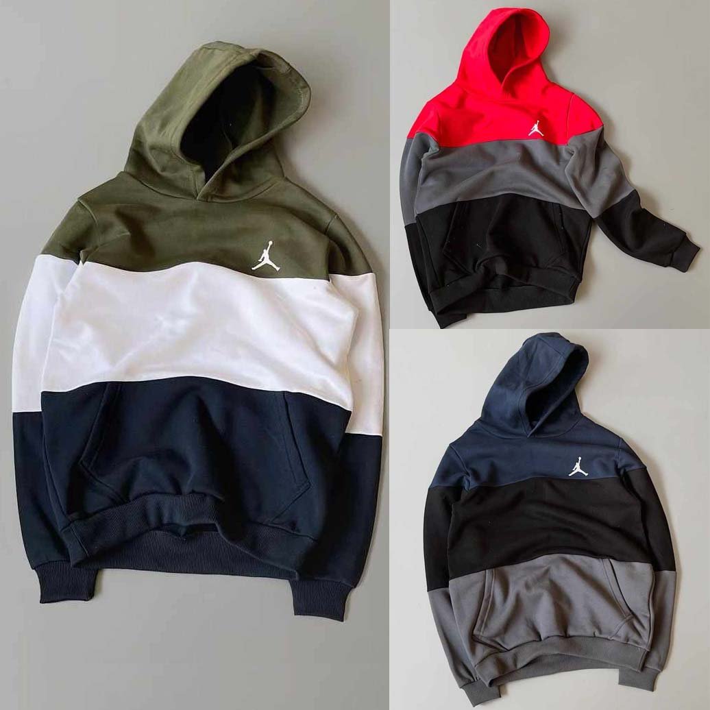 Bundle Of 3 Patch-Work Unisex Pull-Over Hoodies For Winter's.