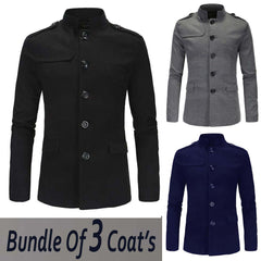 Bundle Of 3 Collar Style Casual Winter Fleece Coat. MWJ-407