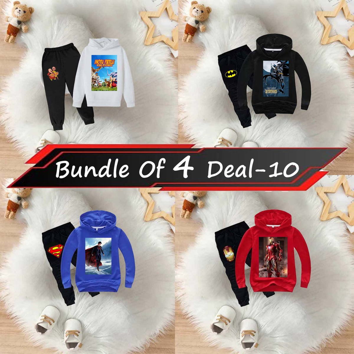 Bundle Of 4 Kids Hoodie Style 2-Pcs Winter Suit. Deal-10 (Clearance Sale)