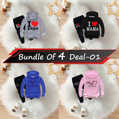 Bundle Of 4 Kids Hoodie Style 2-Pcs Winter Suit. Deal-1 (Clearance Sale)