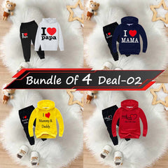 Bundle Of 4 Kids Hoodie Style 2-Pcs Winter Suit. Deal-2 (Clearance Sale)