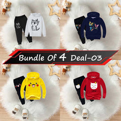 Bundle Of 4 Kids Hoodie Style 2-Pcs Winter Suit. Deal-3 (Clearance Sale)