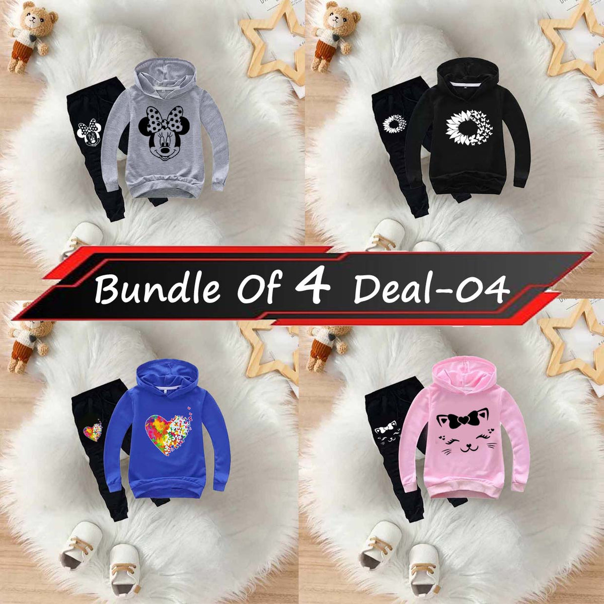Bundle Of 4 Kids Hoodie Style 2-Pcs Winter Suit. Deal-4 (Clearance Sale)