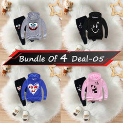Bundle Of 4 Kids Hoodie Style 2-Pcs Winter Suit. Deal-5 (Clearance Sale)