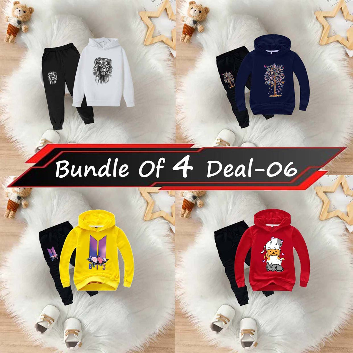 Bundle Of 4 Kids Hoodie Style 2-Pcs Winter Suit. Deal-6 (Clearance Sale)