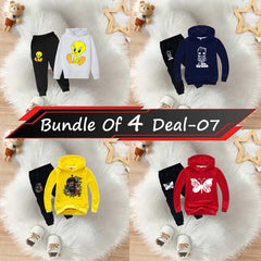 Bundle Of 4 Kids Hoodie Style 2-Pcs Winter Suit. Deal-7 (Clearance Sale)