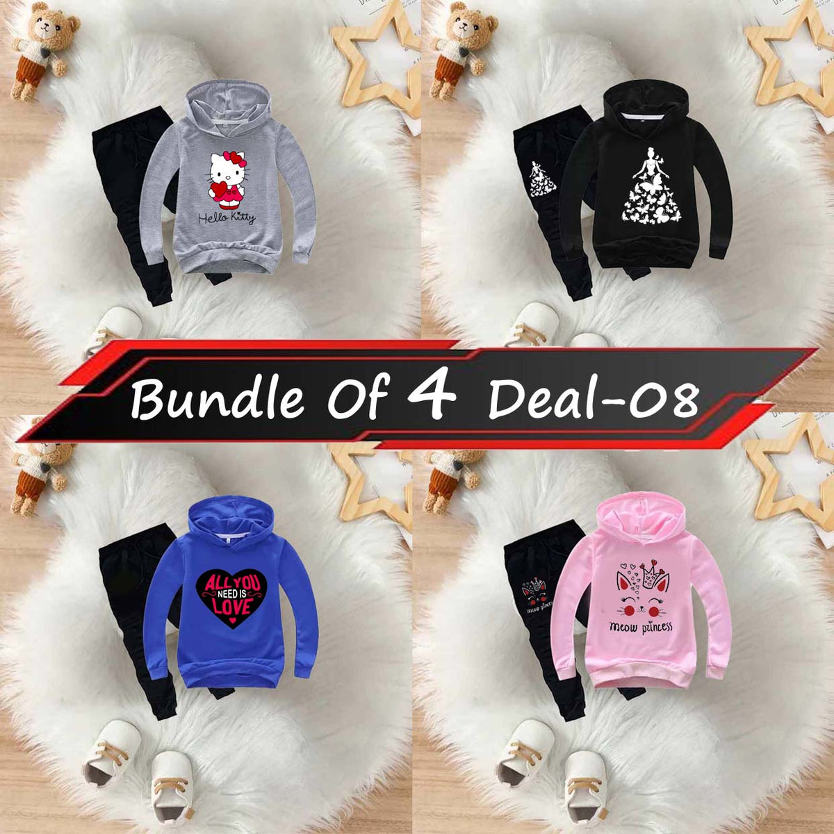 Bundle Of 4 Kids Hoodie Style 2-Pcs Winter Suit. Deal-8 (Clearance Sale)