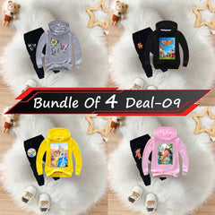 Bundle Of 4 Kids Hoodie Style 2-Pcs Winter Suit. Deal-9 (Clearance Sale)