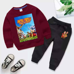 Kids Motu Patlu Printed Sweat-Shirt Style 2-Pcs Winter Track-Suit.