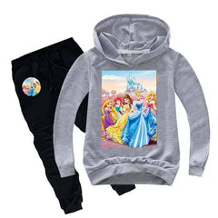 Kids Printed Barbie Doll Hoodie Style 2-Pcs Winter Track-Suit.