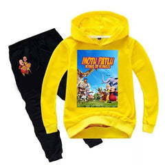 Kids Printed Motu Patlu Printed Hoodie Style Winter 2-Pcs Winter Track-Suit.