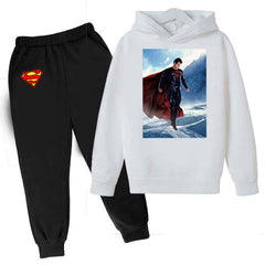 Kids Printed Super Man Hoodie Style 2-Pcs Winter Track-Suit.