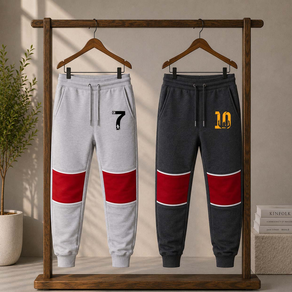 Bundle Of 2 Printed Red-Patch Trouser. C-Grey+H-Grey